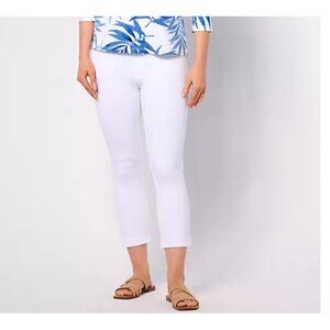 Belle by Kim Gravel Women Pants Ponte 6P Petite Coastal Crop White A640319